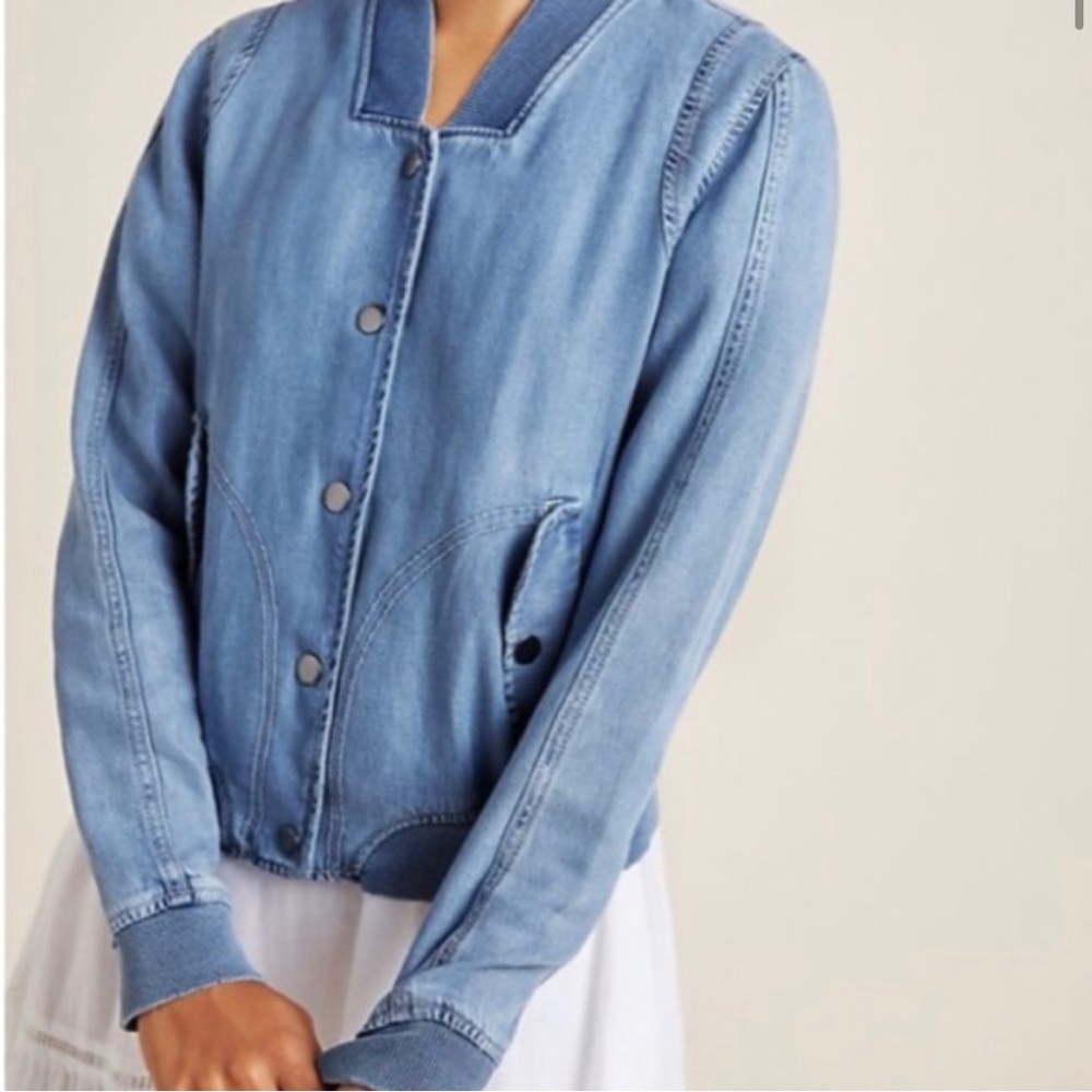 Anthropologie light weight denim bomber jacket, size S